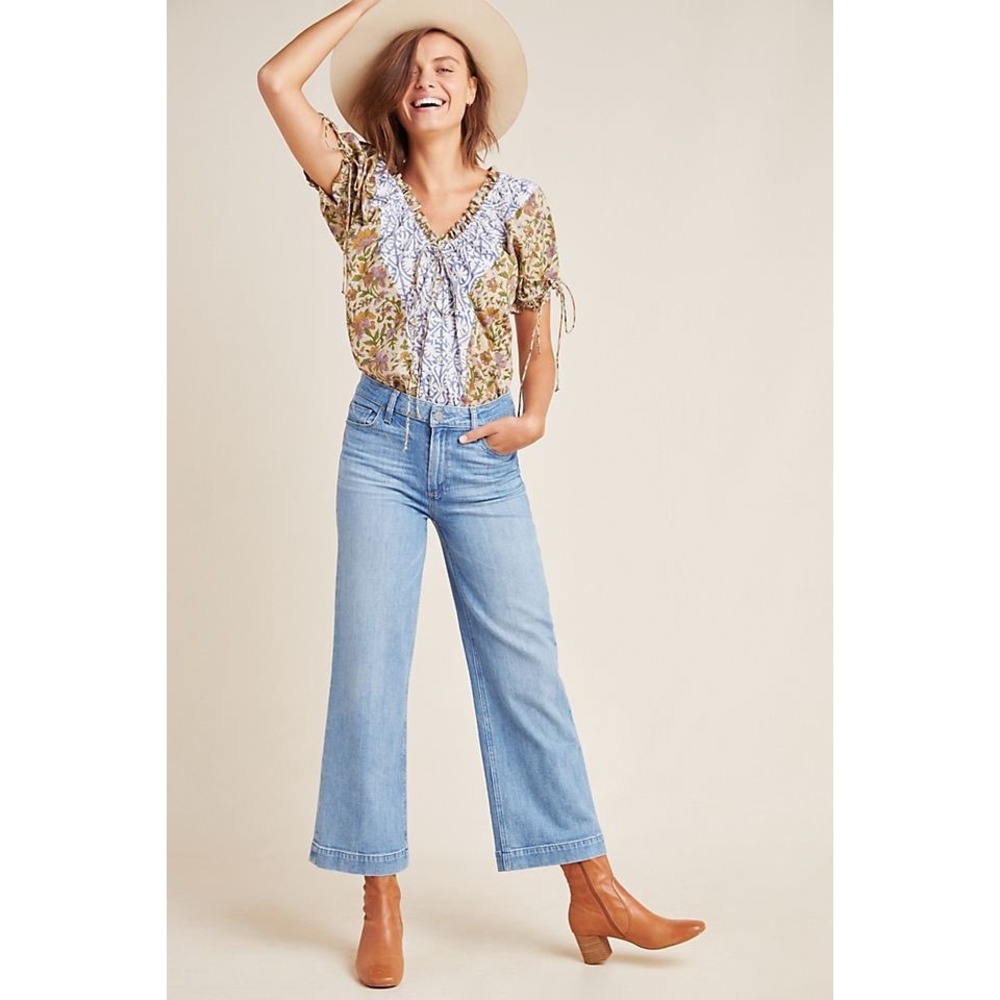 PAIGE Nellie High Rise Culotte Jeans Starstruck Wash Size 26‎